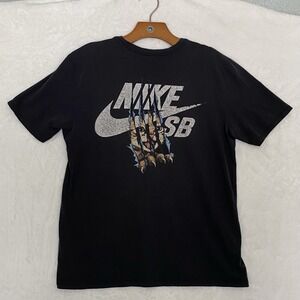 Nike SB T Shirt Adults Size M Black Cat Scratch Logo Skateboarding Adult Rare